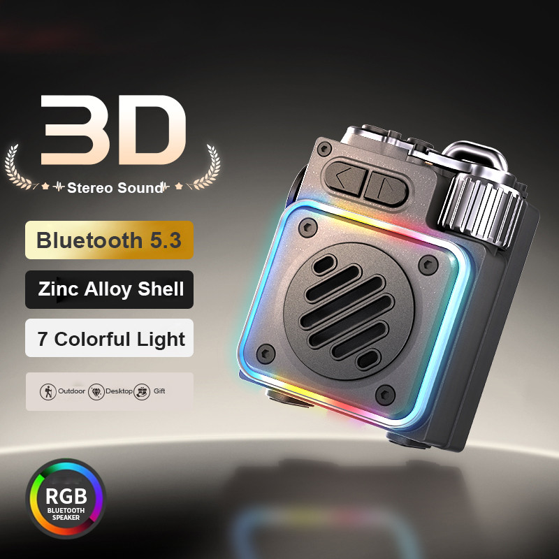 Portable Metal Bluetooth Speaker Mini Outdoor Pocket Music Box Handsfree Call MP3 Music Player RGB C