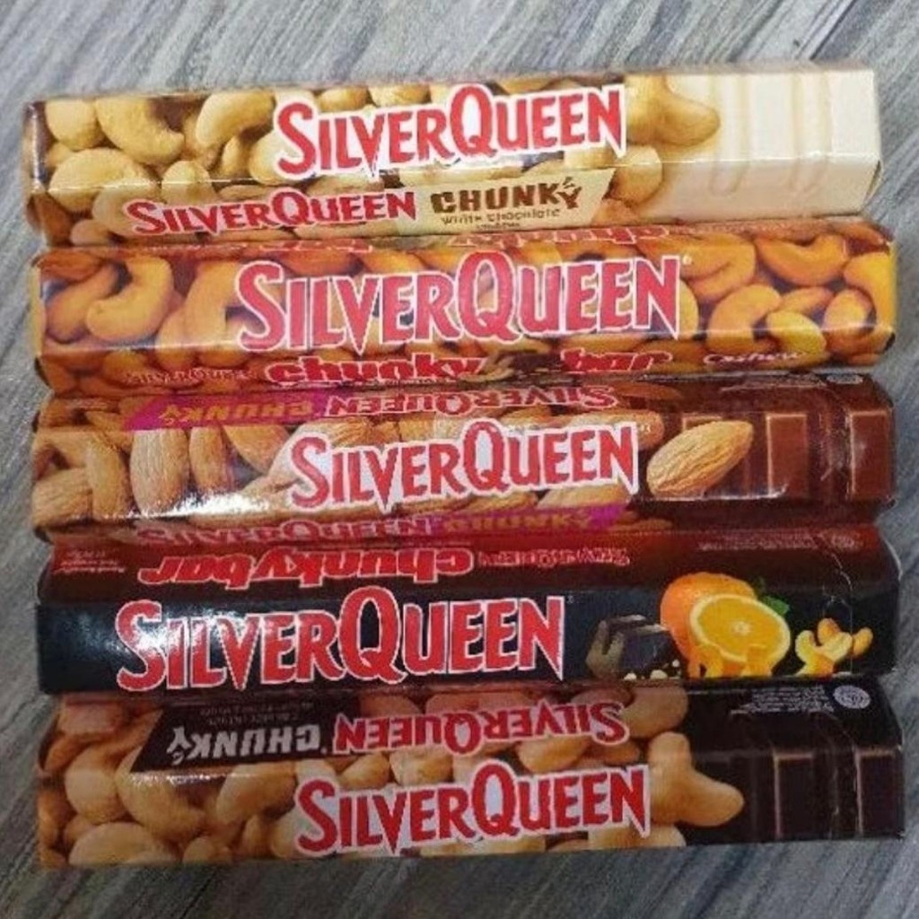 

Silverqueen Chunky Bar Coklat Isi Cashew / Almond / Dark Orange / White Cashew / Dark Cashew 100gr