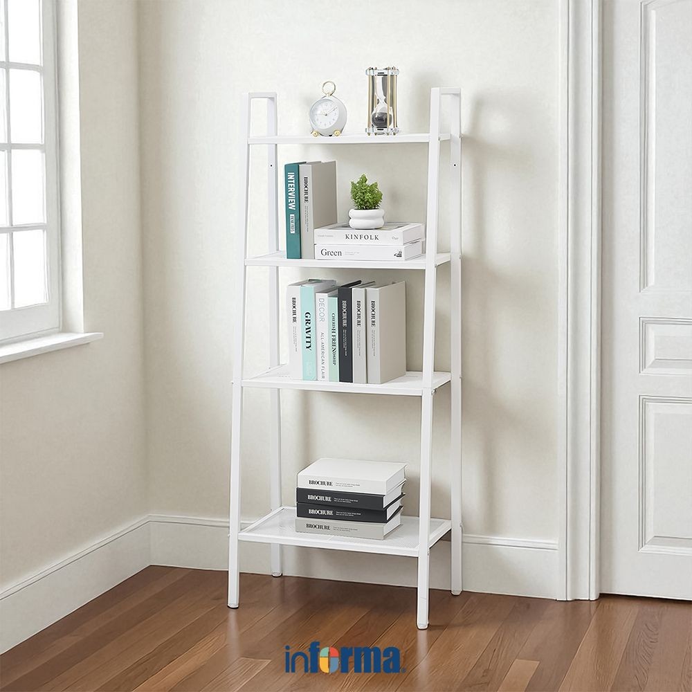 Informa Libie Rak Besi 4 Tingkat - Putih Storage Rack Metal Tempat Penyimpanan Serbaguna Rak Pajanga