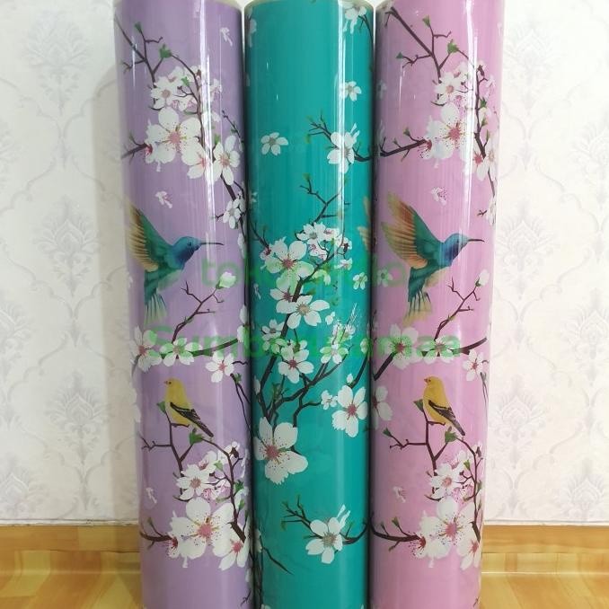 Fiber Pagar sakura bahan Plastik / Penutup Pagar Plastik Motif Sakura Ungu Hijau Pink