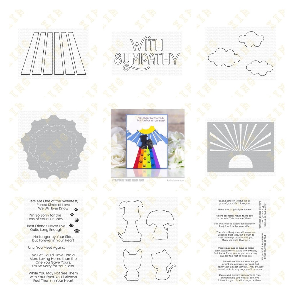 

Clouds Rainbow Bridge with Sympathy New Metal Cutting Dies Stamps Stencil for Scrapbook Diary Decoration Embossing Template
