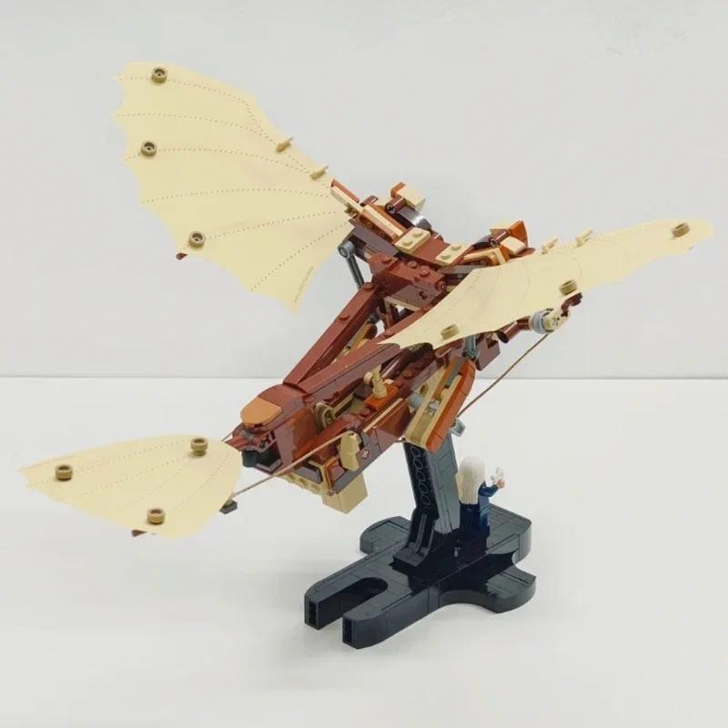2025 new mechanical kit creative Da Vinci aircraft model kit building blocks 493pcs Halloween decora