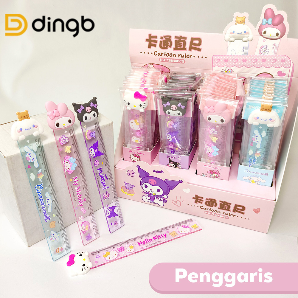 

DINGB Penggaris 15cm Motif Cartoon Sanrio, Capybara, Labubu 3D – Ruler Lucu