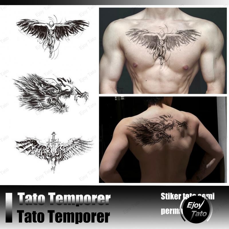 EjoyTato Tato Temporer Yakuza Cowok,Tato Tulisan Besar,Sticker Tato Tulisan Besar,Anti Air Dan Kerin