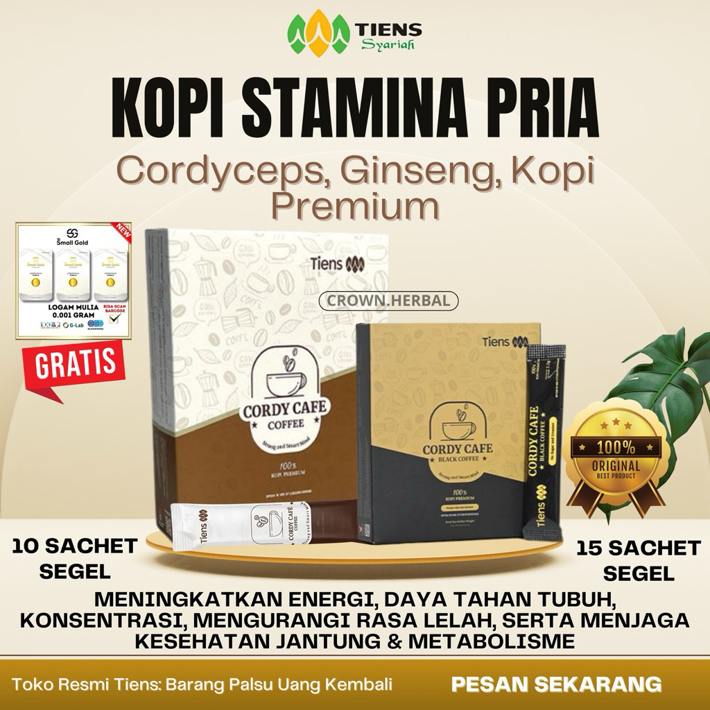 

Kopi Tiens Cordy Cafe Original Kopi Herbal Stamina Tahan Lama Cordyceps Ginseng Guarana Goji Berry