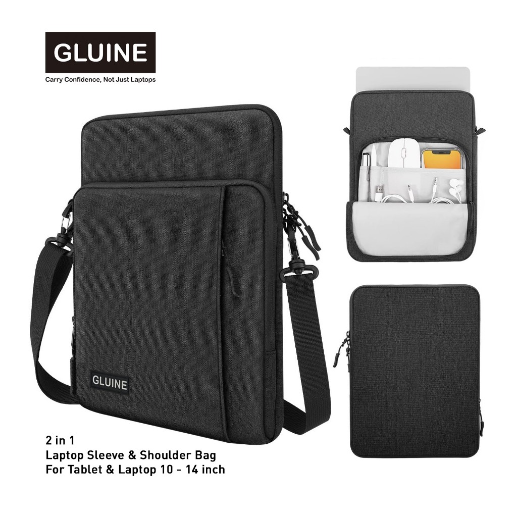 GLUINE 9368 Tas Laptop Tablet 14" Utility Laptop Tablet Sleeve With Shoulder Belt For Men And Women