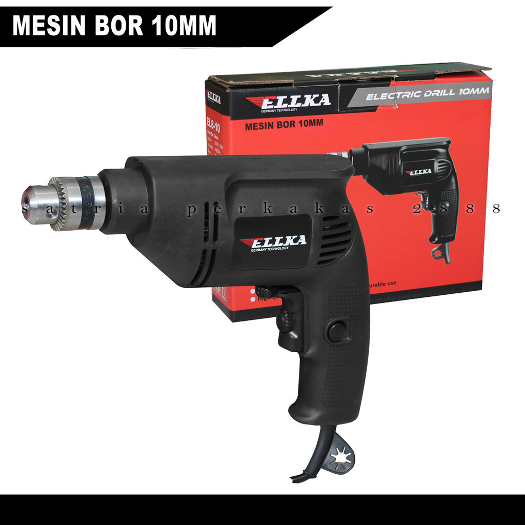 Bor Listrik 10mm Besi Dan Kayu Beton Bisa Bolak-Balik ELLKA kuat ELECTTRIC DRILL mesin bor tangan li