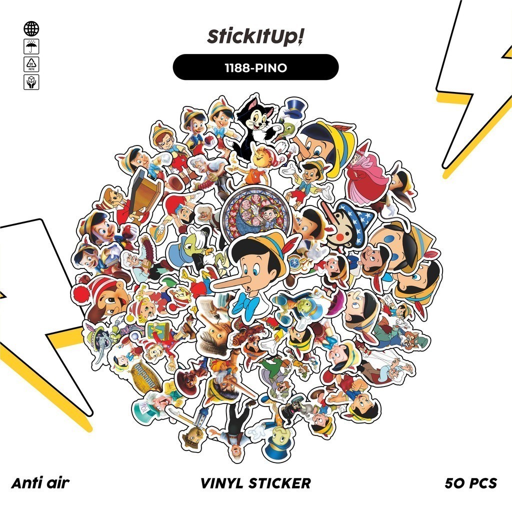 

COD✨ 100 Pcs Stiker Pinocchio Lucu Anti Air Untuk Dekorasi Notebook Sepeda Skateboard Handphone DIY