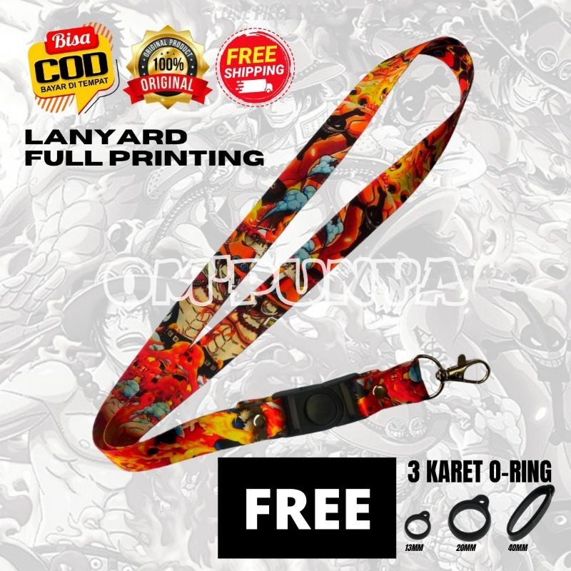 

Lanyard Gantungan Bonus 3 Karet Motif ICE TOPI Full Print Bolak Balik
