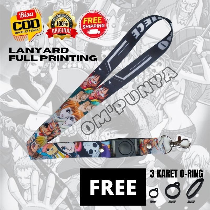 

Lanyard Gantungan Bonus 3 Karet Motif ONE PIECE FAMILY Full Print