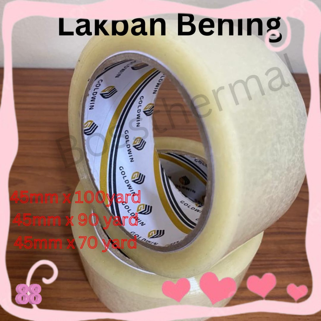 

lakban bening merek goldwin ukuran 45mm x 100 yard isolas