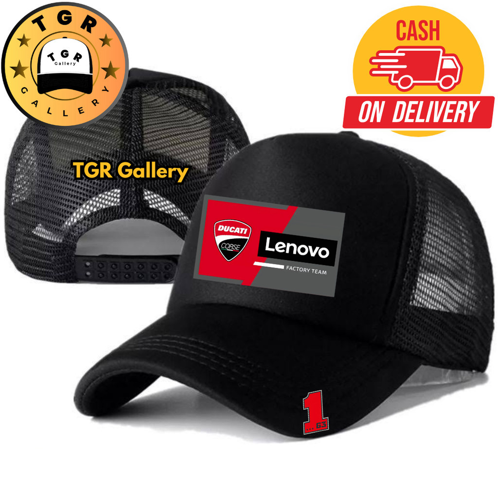 TGR Gallery Topi Trucker WORLD CHAMPION PECCO DUCATI - Topi Distro DUCATI LENOVO FACTORY TEAM Logo -