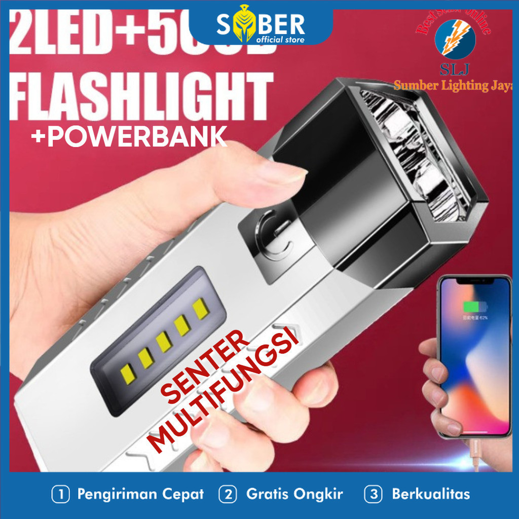 SENTER LED 2 MATA MULTIFUNGSI FLASHLIGHT DAN POWERBANK / SENTER POWERBANK