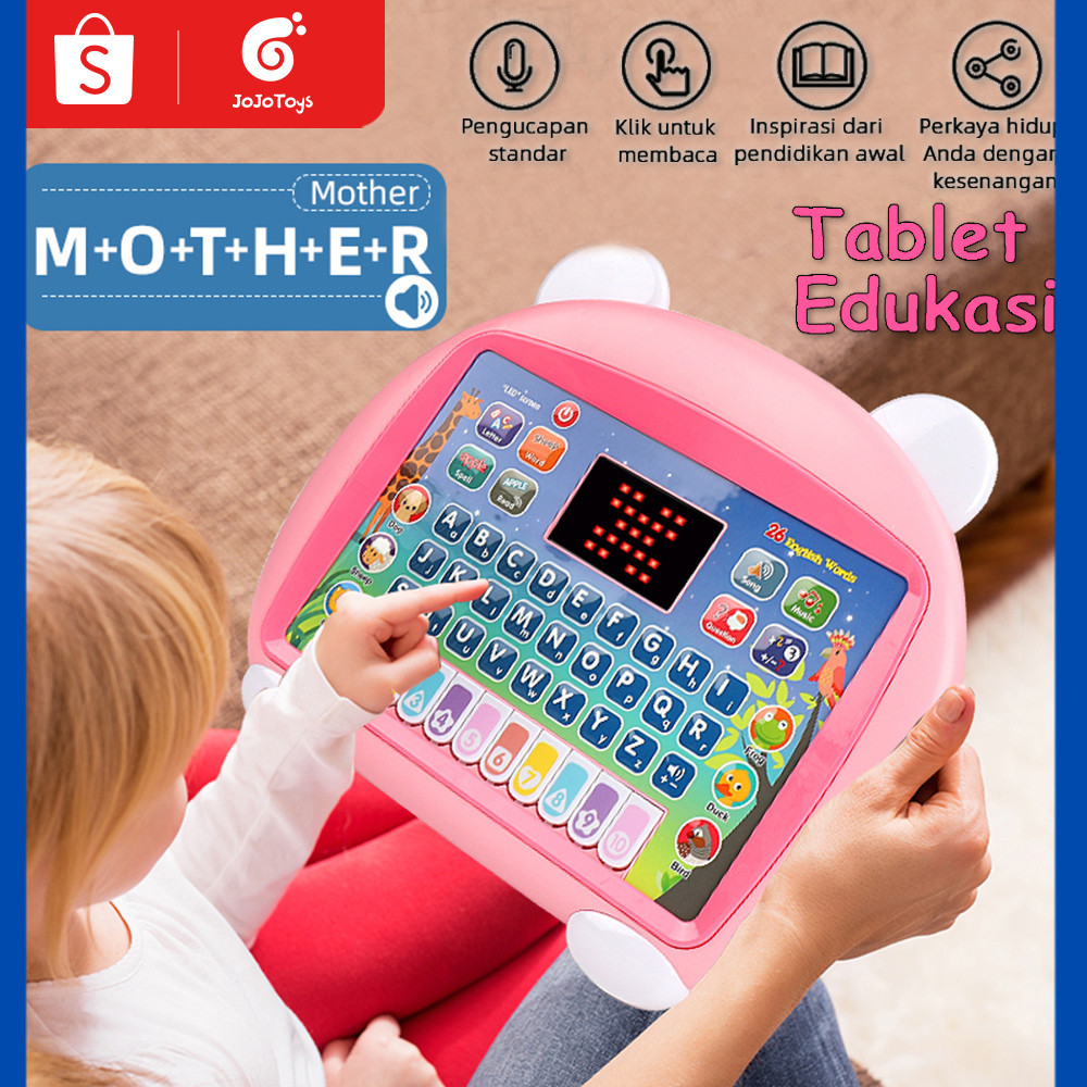 JOJOTOY Mainan Tablet Musik Piano Anak Tablet Edukasi Anak Mainan Tablet Belajar Huruf Laptop Mainan