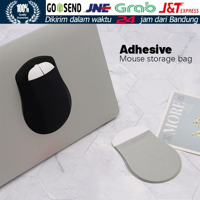 Pouch Mouse Portabel / Kantong Perekat untuk Mouse dan Hard Drive Eksternal / Laptop Organizer Tempe