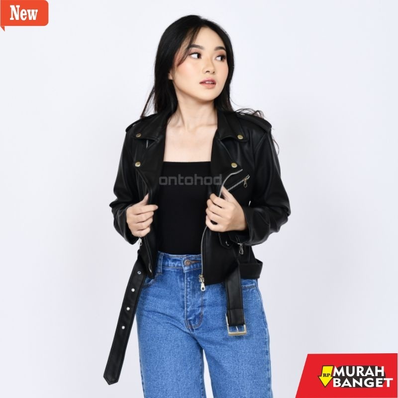 jaket kulit wanita hijab Crop Wanita Jaket Kulit Sintetis Wanita Terbaru |COD|