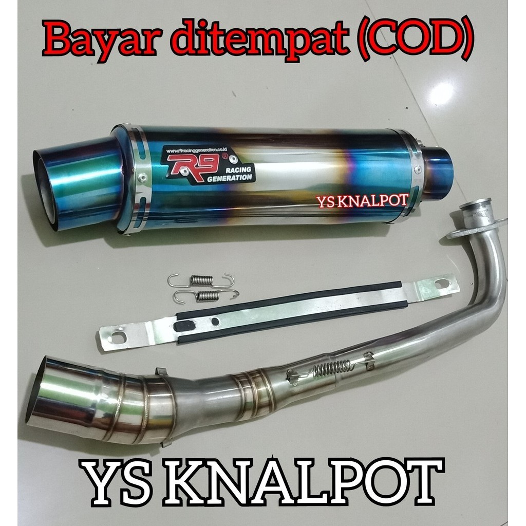 knalpot racing r9 blue buat beat vario pcx namx aerox mio xeon jupiter vega spin scopy supra revo ge