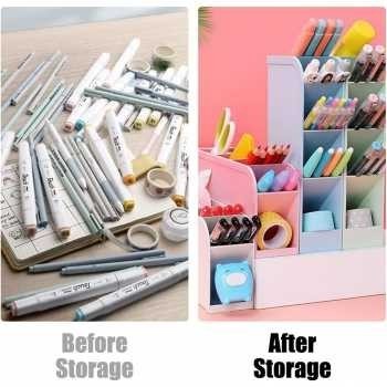 

TERLARIS! Tempat Kotak Organizer Alat Tulis Pen Holder 4 Slot Multifungsi - Biru