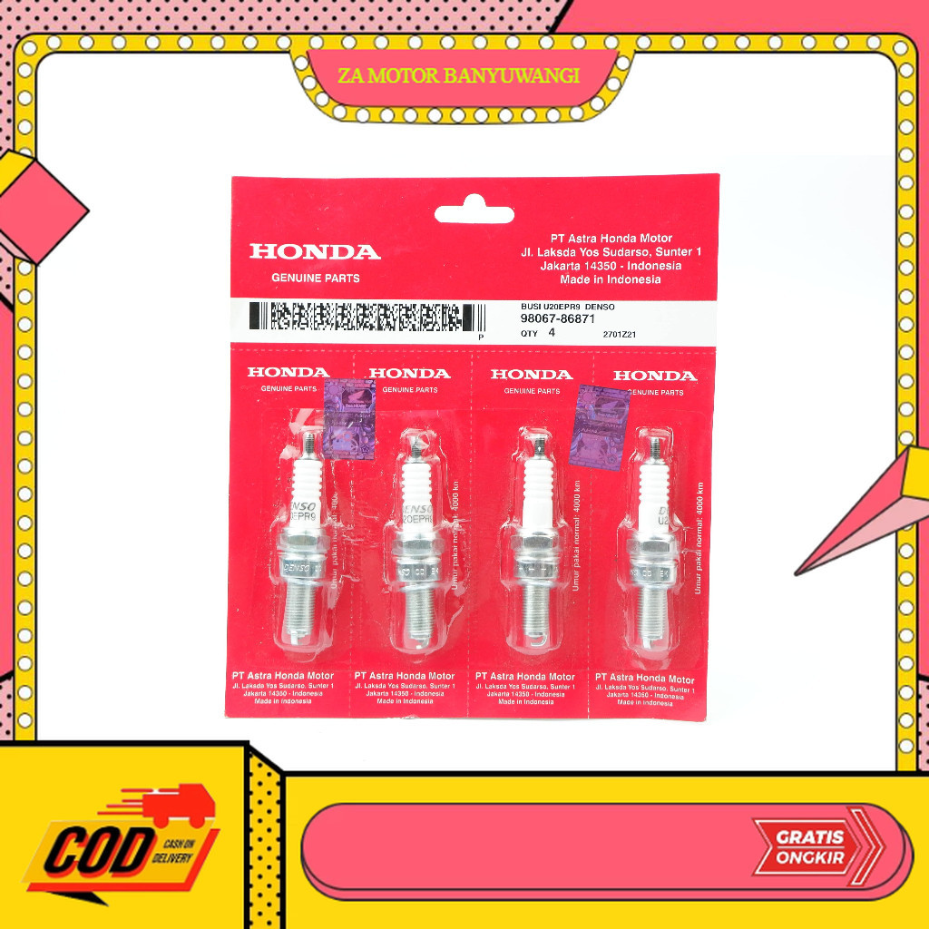 Busi Supra x 125 Ori - Busi Honda Kharisma Ori Denso Honda U20EPR9  4 PCS