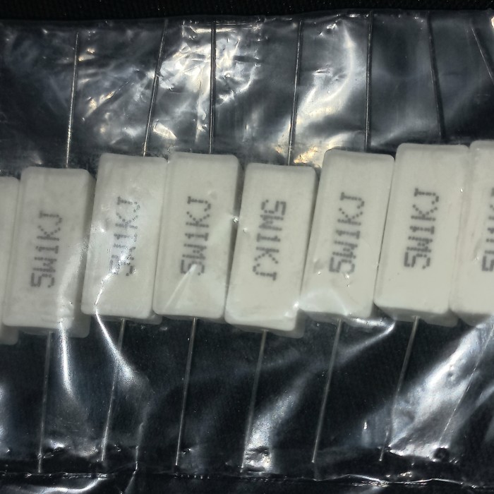 

R kapur 1k 1kilo 1 k kilo 5w 5watt 5 watt Resistor balok kilo w 5watt F