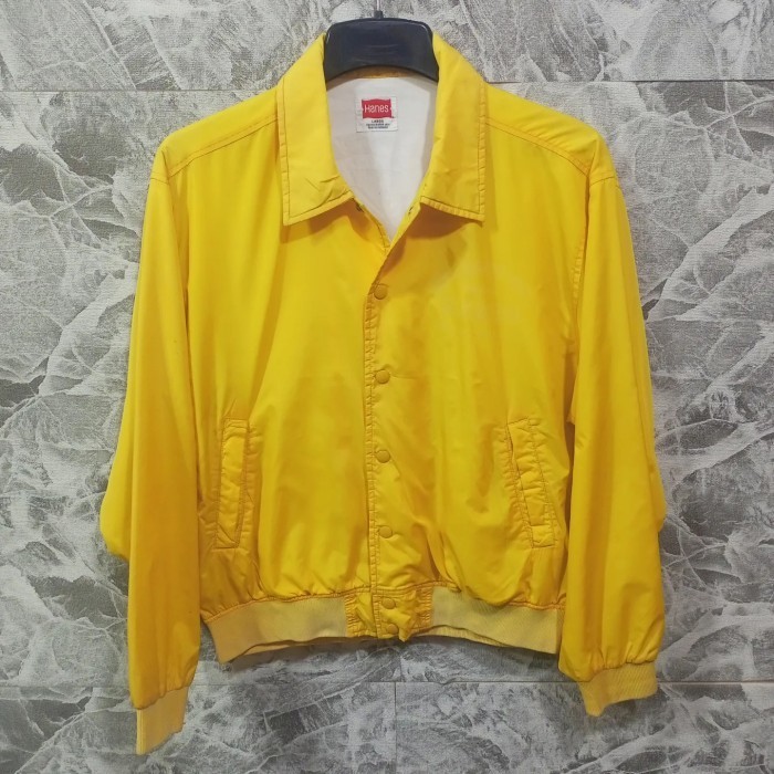 jaket coat varsity HANES sz L polos basic warna kuning