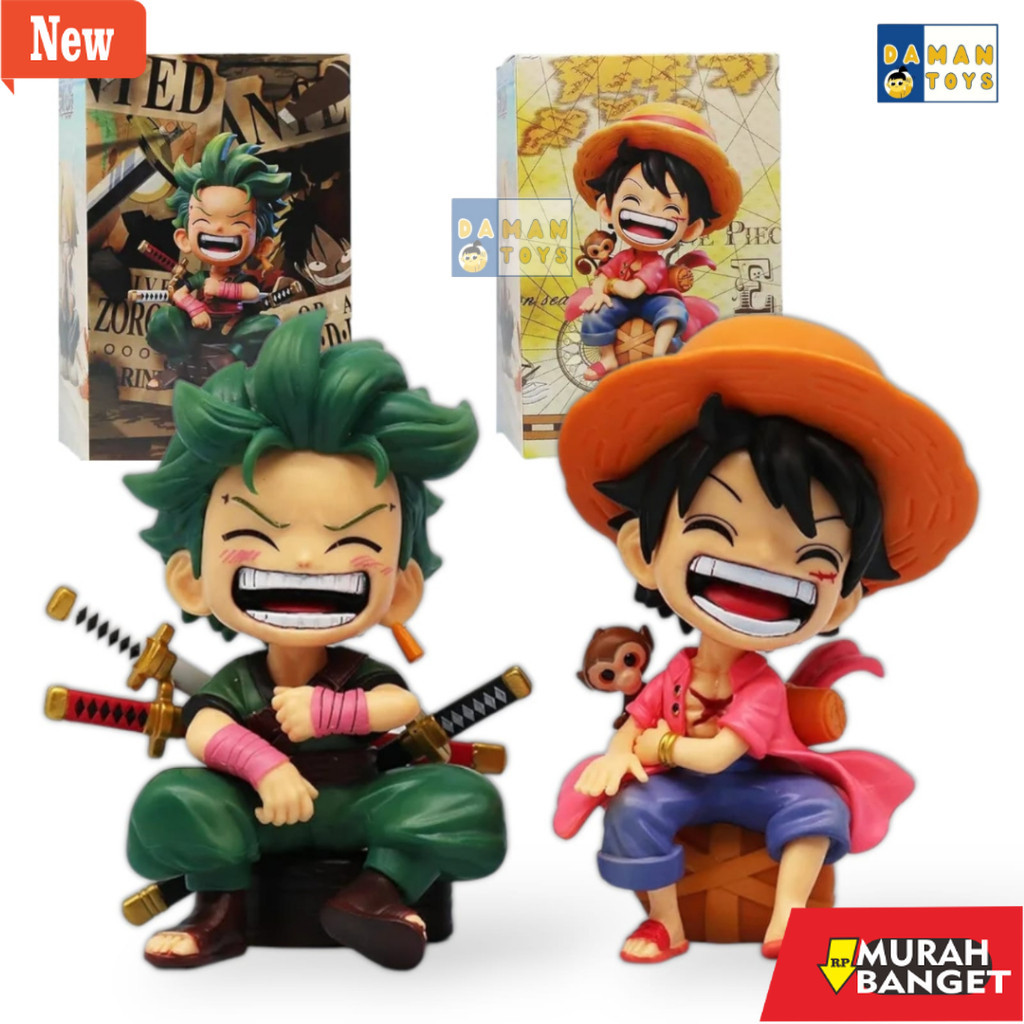 Mainan stastic figure yang lagi viral- One Piece Action Figure Zoro Roronoa Resin Lufyy Koleksi Paja