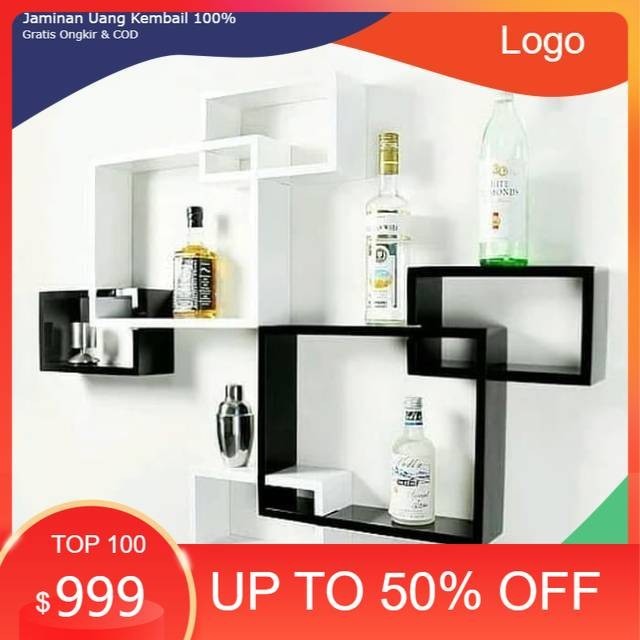 RAK DINDING KOTAK SERBAGUNA - Hiasan Dinding, Rak dinding 3 kotak, tempel, Minimalis, Sudut, Kamar