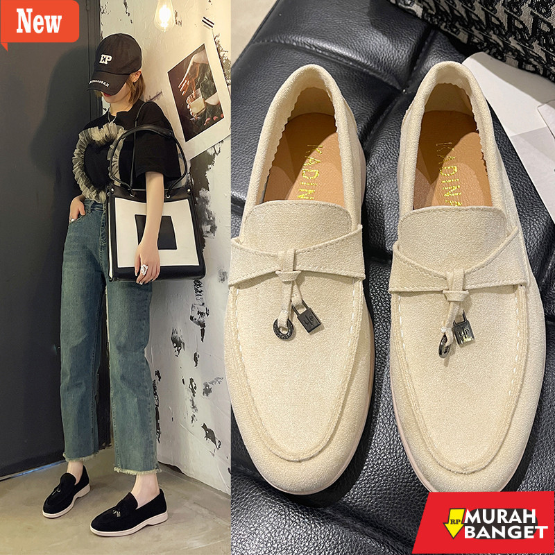 Sepatu kerja yg lagi viral Sepatu Pantofel Hitam Loafers Flat COD Wanita Korean Style Kekinian Premi