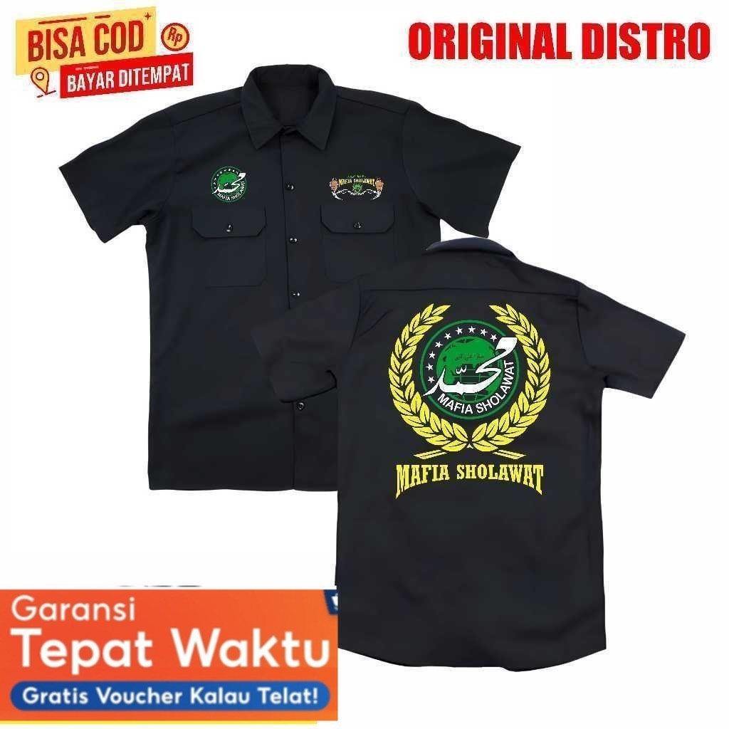 kemeja WORKSHIRT MAFIS terbaru distro - kemeja PDH pendek casual MAFIA SHOLAWAT-ABAH ALI terbaru dis