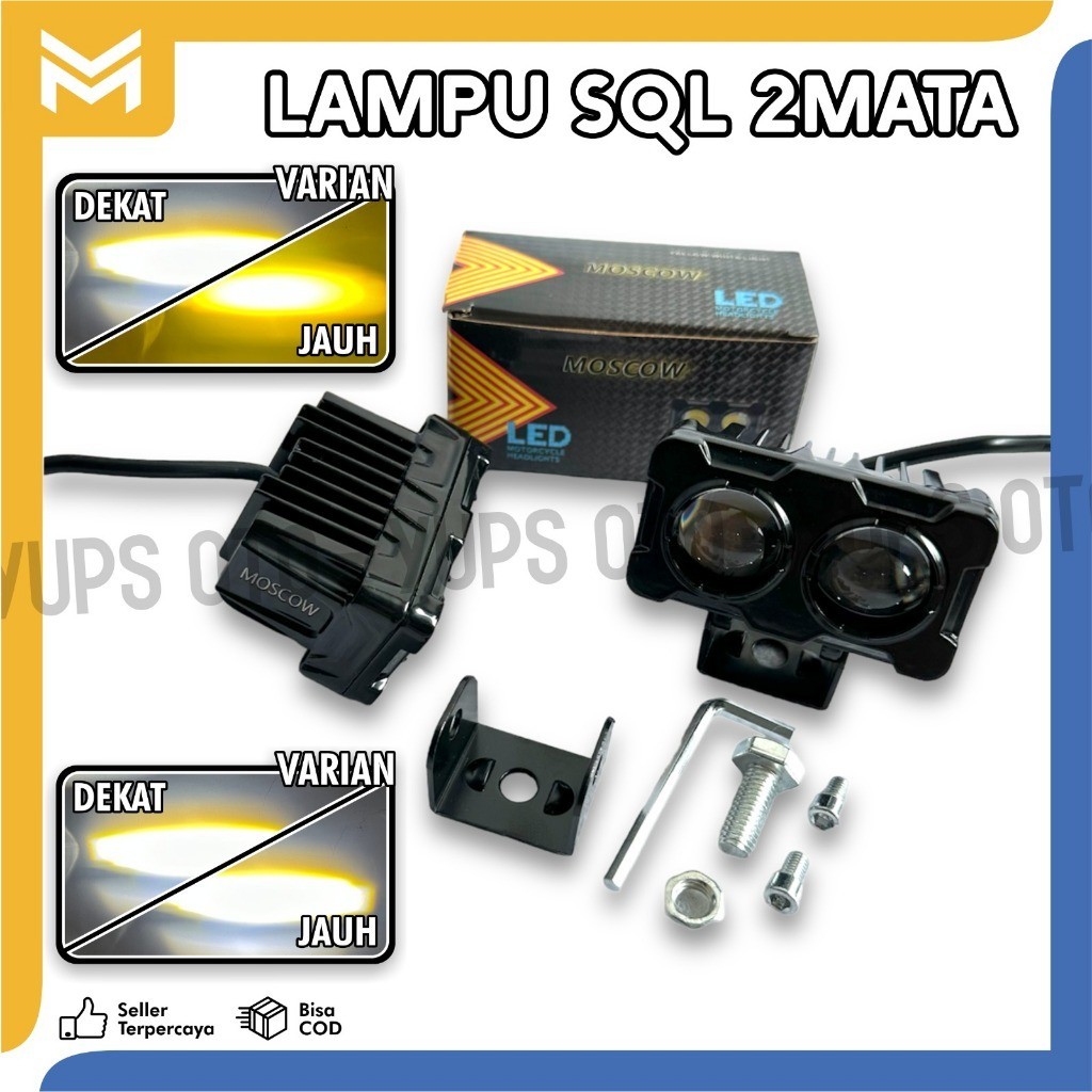 [ DELSER MOTOR ] LAMPU TEMBAK LED LASER SQL 2 MATA LAMPU SOROT LASER  2 WARNA HI / LOW LAMPU TEMBAK 