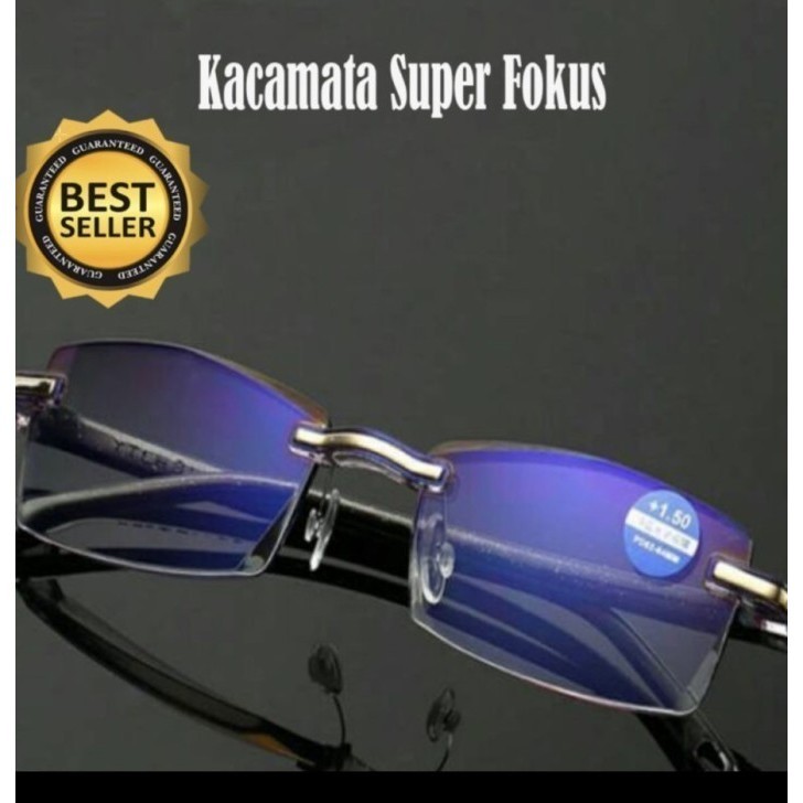 Kacamata Baca Super Fokus Lensa Anti Blueray Frameless Premium 2B