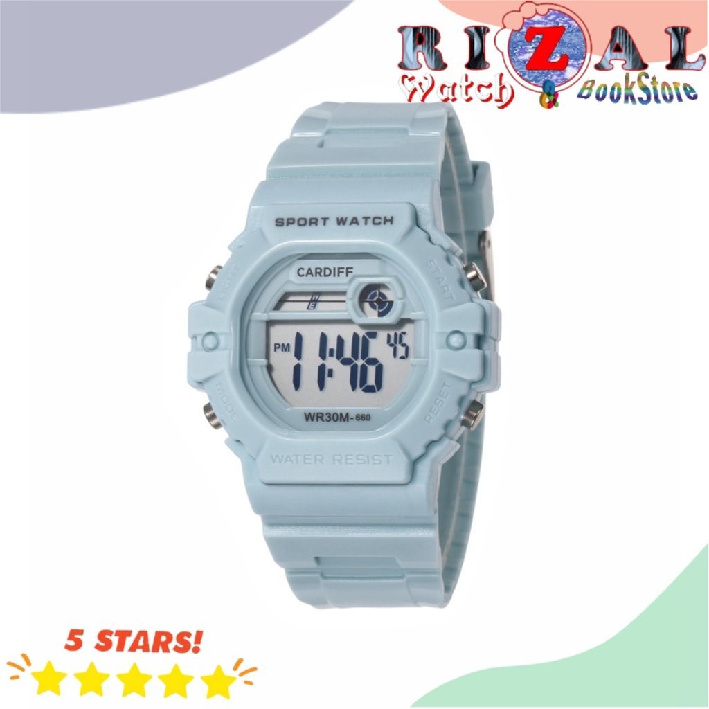 Terlarisss CARDIFF LCD 8660 Jam Tangan Sport Wanita Water Resist