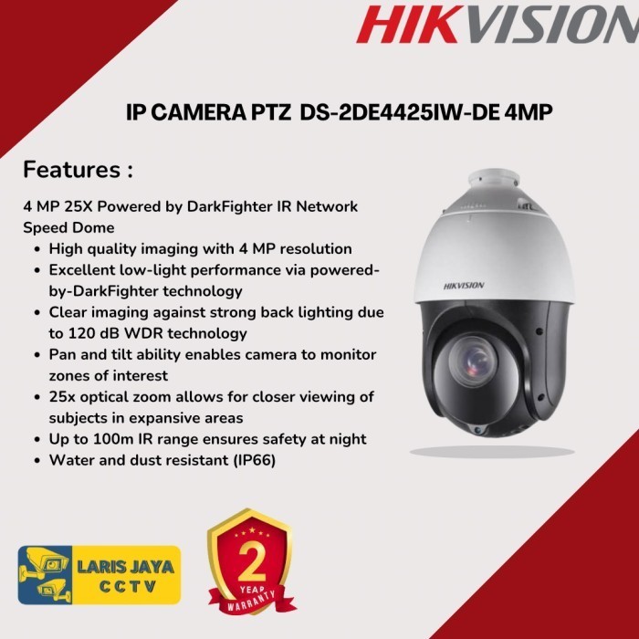 CAMERA CCTV IP PTZ HIKVISION DS-2DE4425IW-DE 4MP 25x Optical zoom