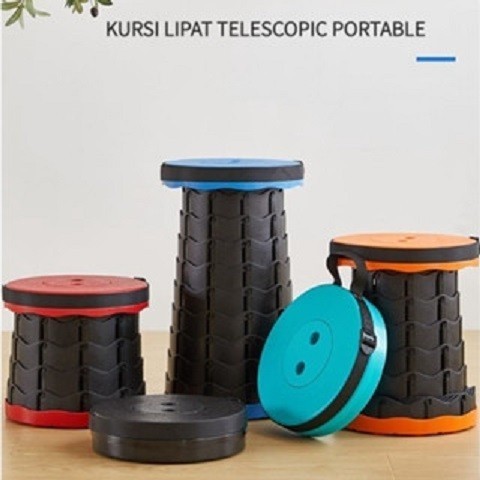 Kursi Lipat Portable Telescopic Kursi Lipat Pendek Kursi jongkok dapur - HITAM POLOS, RED