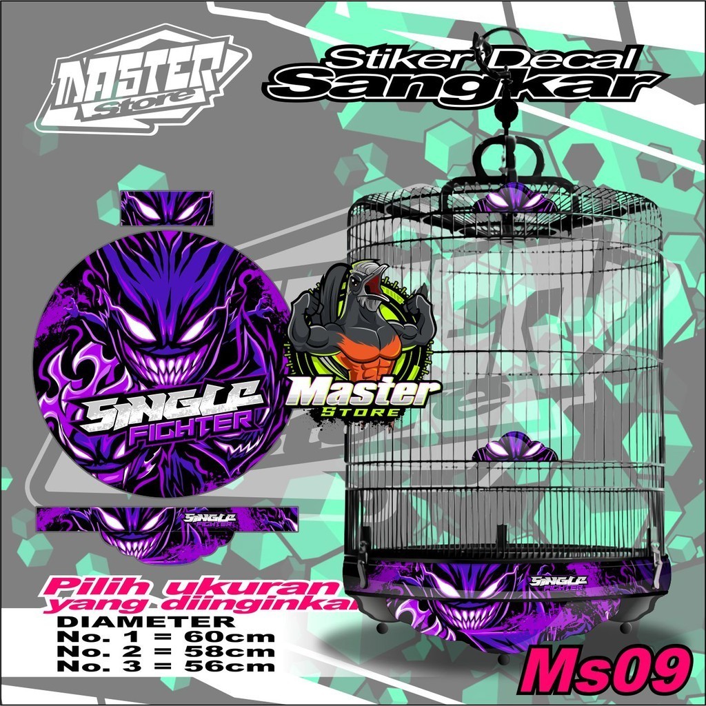 Stiker Decal Sangkar Bulat Murai SINGLE FIGHTER High Quality BISA REQUEST