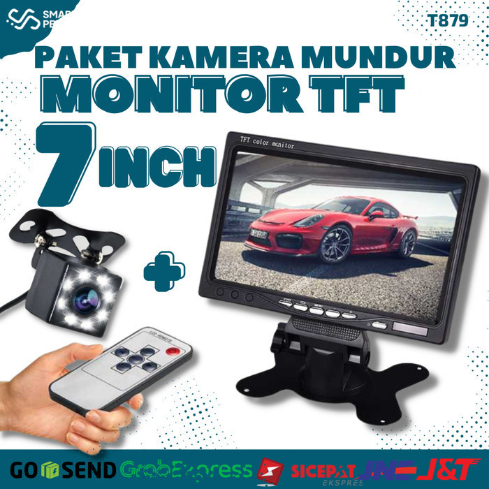 Layar Monitor Mobil 7 Inch LCD Kamera Mundur Parkir Mobil Camera 8 LED