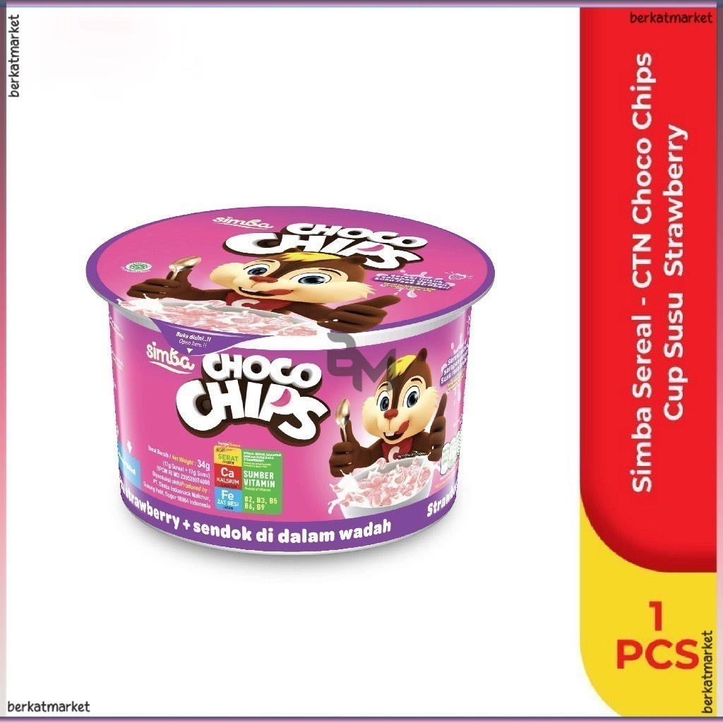 

Choco Chip Cereal SIMBA Cup Susu Strawberry 34 gr