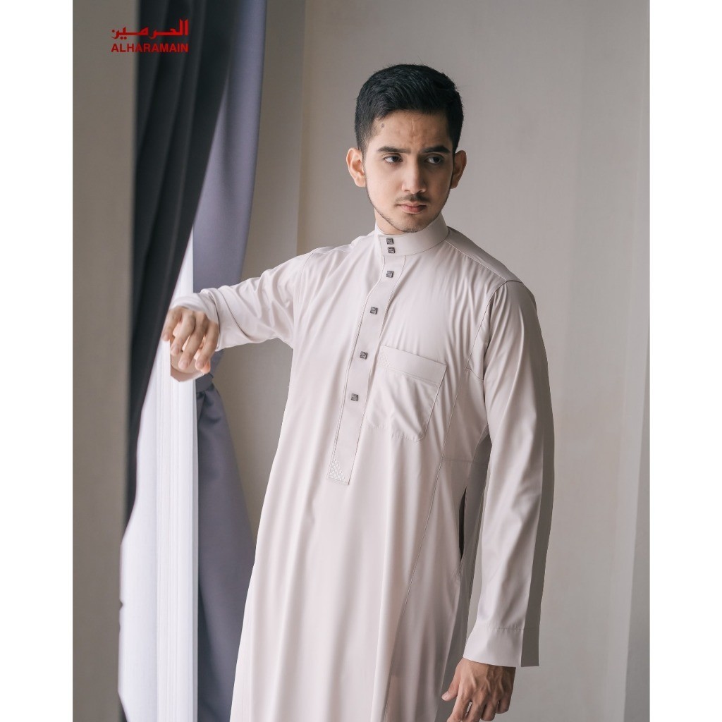 AL Haramain Jubah / Gamis Pria Remaja & Dewasa Premium Bordir (14) | Cream Tulang | Hijau Botol | Ma