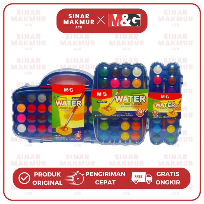 

Solid/Block Watercolor Paint/Cat Air Padat 24+2 Warna 23 mm M&G APL976L4 (Set) SF6