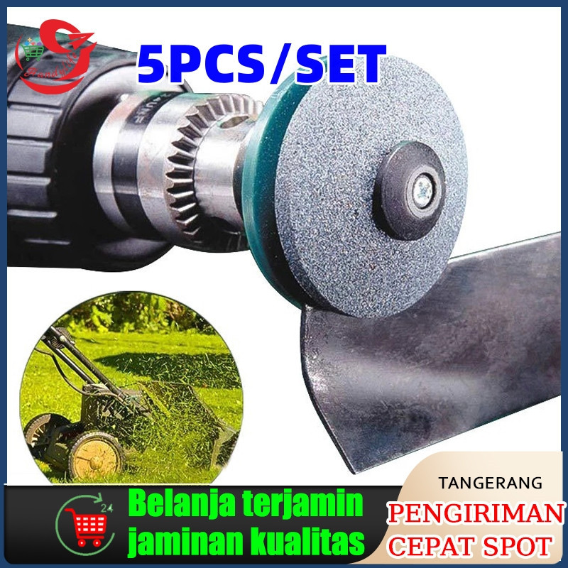 5pcs Alat Pengasah Penajam Mesin Potong Rumput Rotary Tool Gerinda Bor Potong Asah Batu Asah