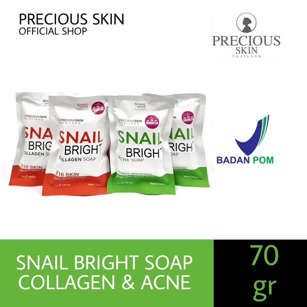 Precious Skin Thailand Snail Body White Anti Acne Collagen X10 Soap / Soap Collagen/Acne / Soap 80g