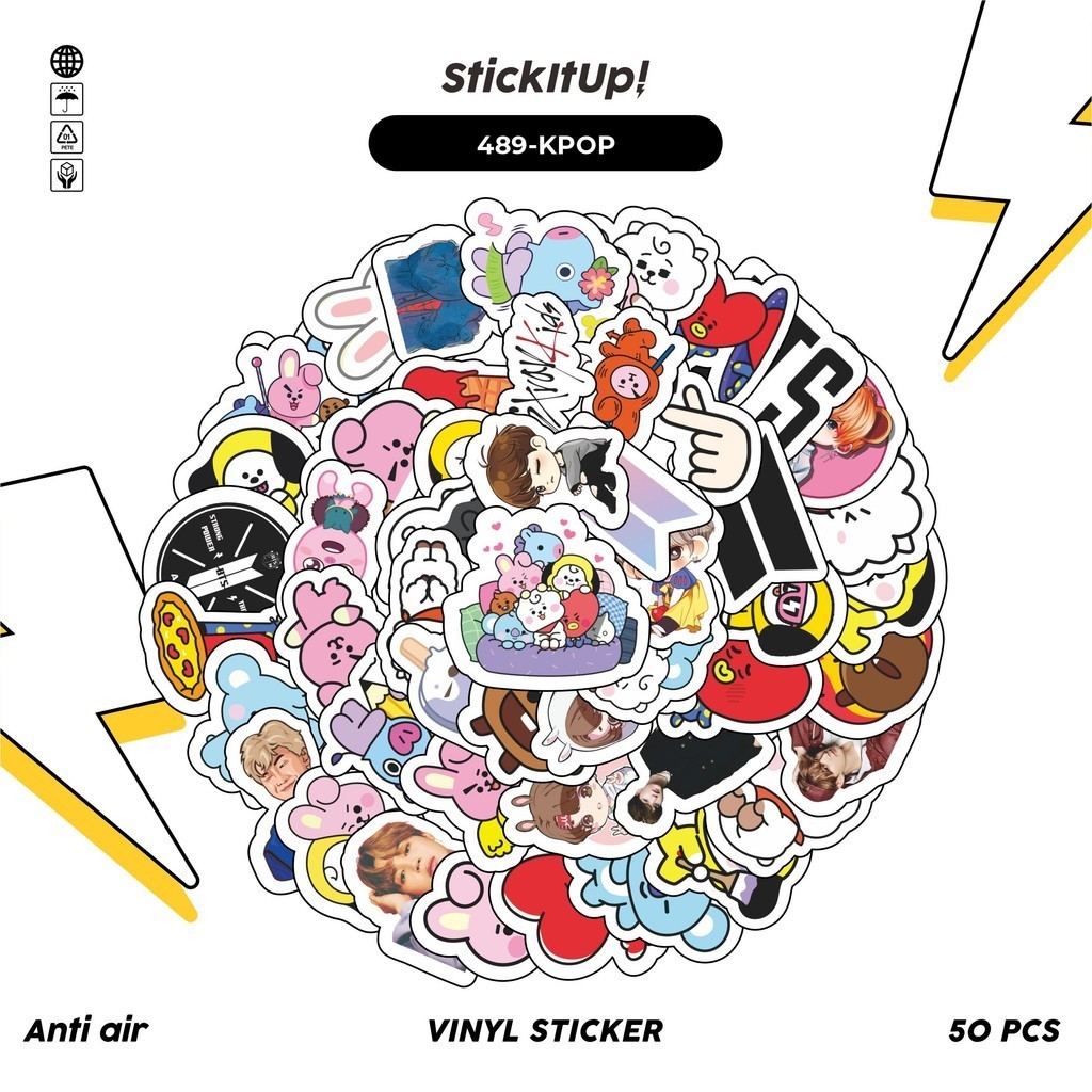 

COD✨ 50 Pcs Stiker Pack Kawai Motif Kpop BTS Anti Air Untuk Dekorasi Notebook Sepeda Skateboard Handphone DIY