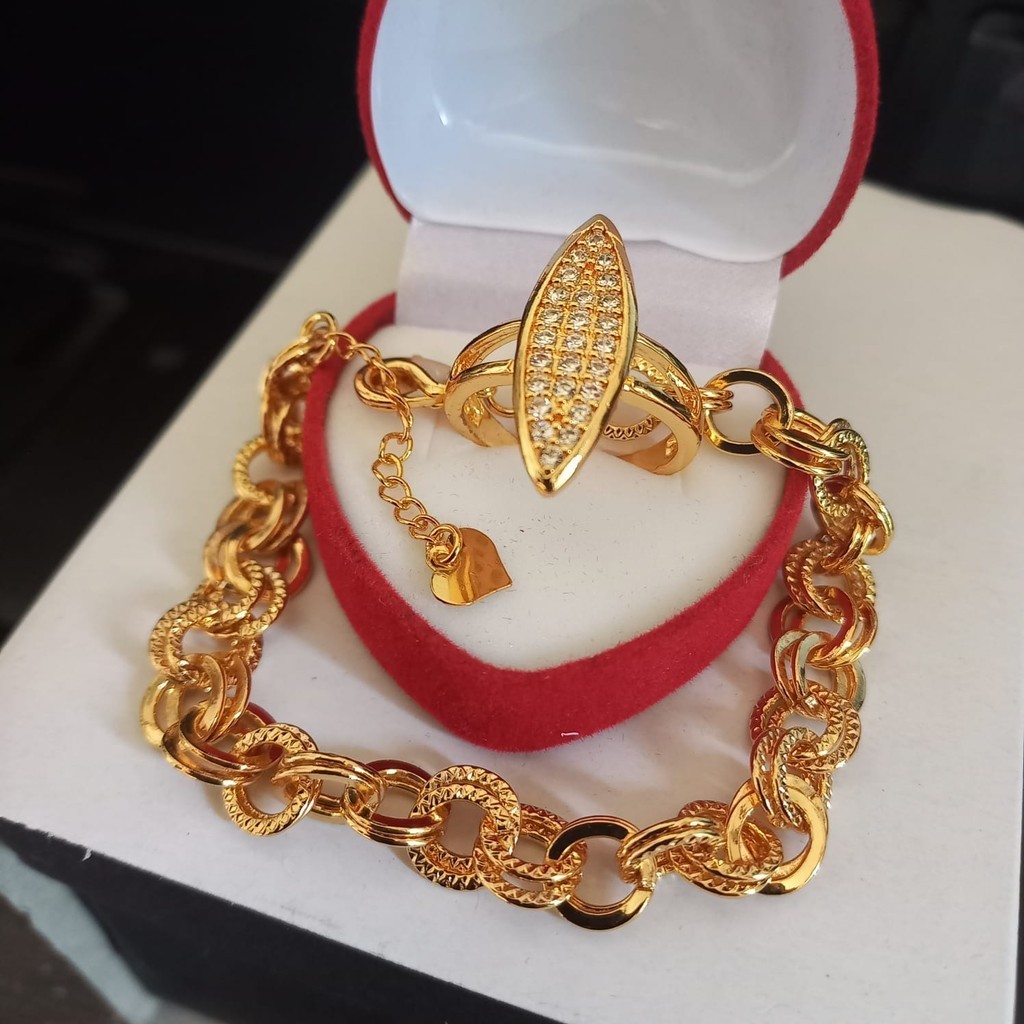 SET PERHIASAN WANITA RANTAI GELANG DAN CINCIN / 1 SET PERHIASAN MEWAH