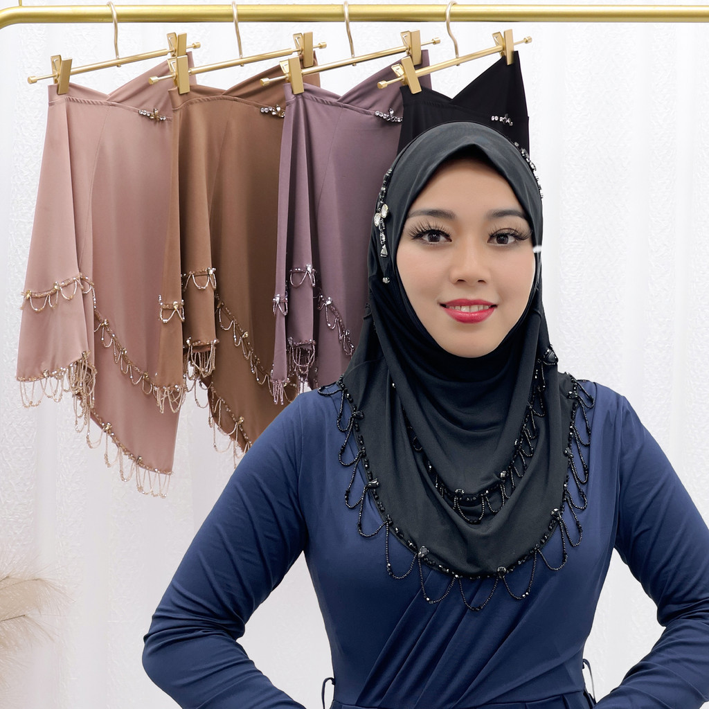 

Muslim Beaded Tassel Hijab Solid Color Hijab Flower Arab Hijab Women Hijab Shiny Soft Easy To Wear Hijab Turkish Head Wrap Scarf