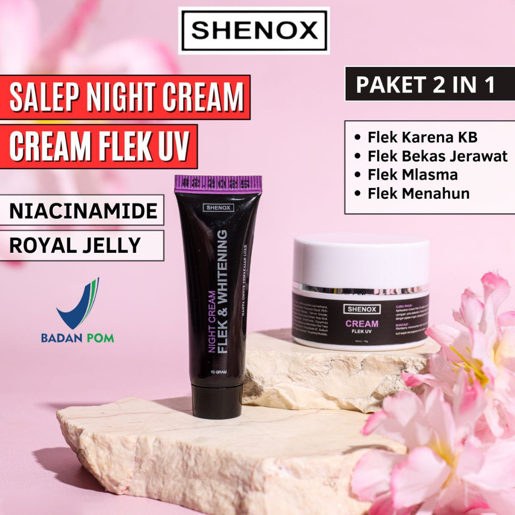 Paket 2 In 1 Shenox Skincare Cream Dan Salep Flek Whitening Penghilang Flek Hitam Membandel