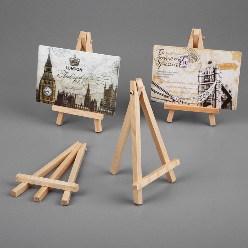 PROMO easel kayu / stand foto / stand hp / stand kanvas / tripod kayu / wooden easel holder 20x15 cm