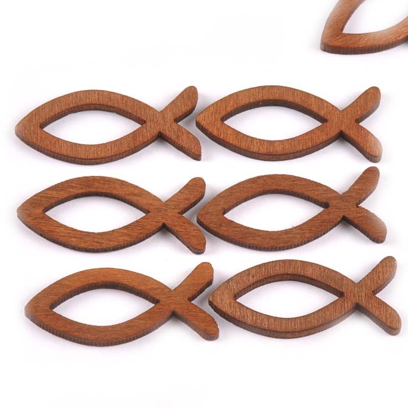 

50pcs Brown Wooden Fish Shape Crafts For DIY Handmade Scrapbooking Accessories For Home Decoration Art Ornaments 15x35mm M0993