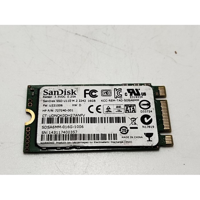 Sandisk U110 SDSA6MM-016G 16GB NGFF M.2 SSD HDD 6Gb/s 19nm MLC Hard