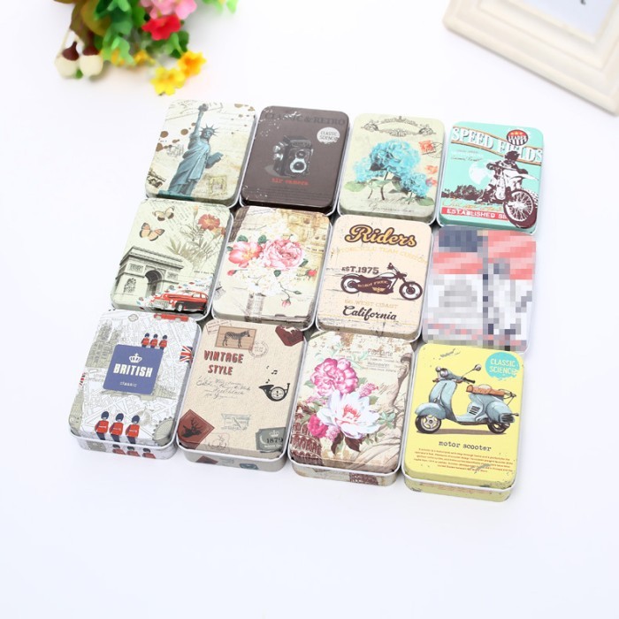 Box Kaleng besi tempat Perhiasan aksesoris Gadget Vintage Tin Can Box