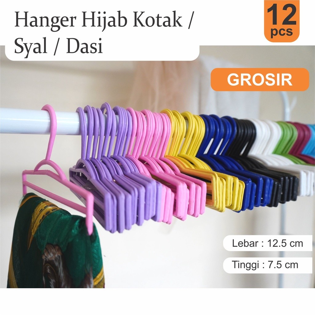 ACEH.UMI 131526 12 PCS Hanger Jilbab Kotak / Gantungan mini Kerudung Syal Dasi (Plastik Tebal)